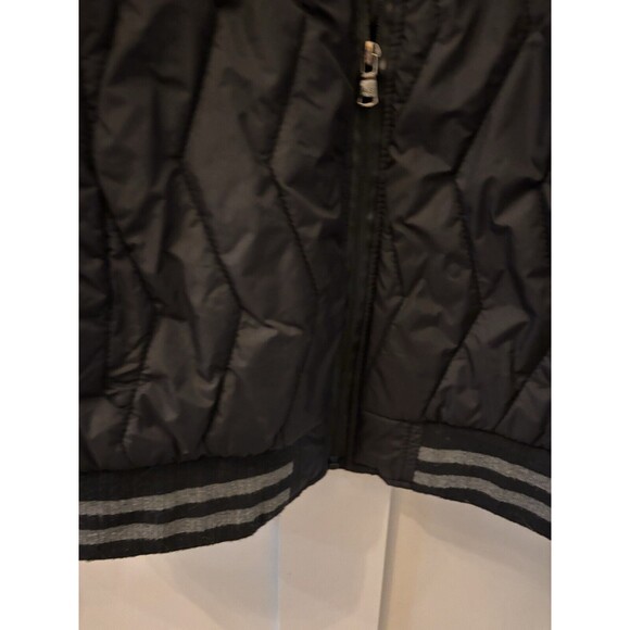 Mens America Stitch Black Varsity Jacket Coat Puffer Black/Gray Striped Size L - Picture 4 of 11